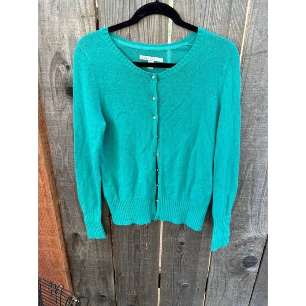 Tahari Arthur S. Levine teal button-up cardigan